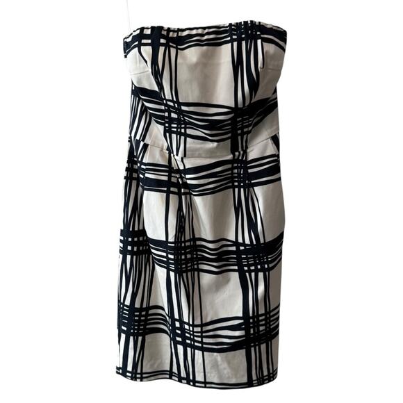 Express Stripe Grid Strapless Mini Sheath Dress Black White Size 6 - Picture 6 of 6